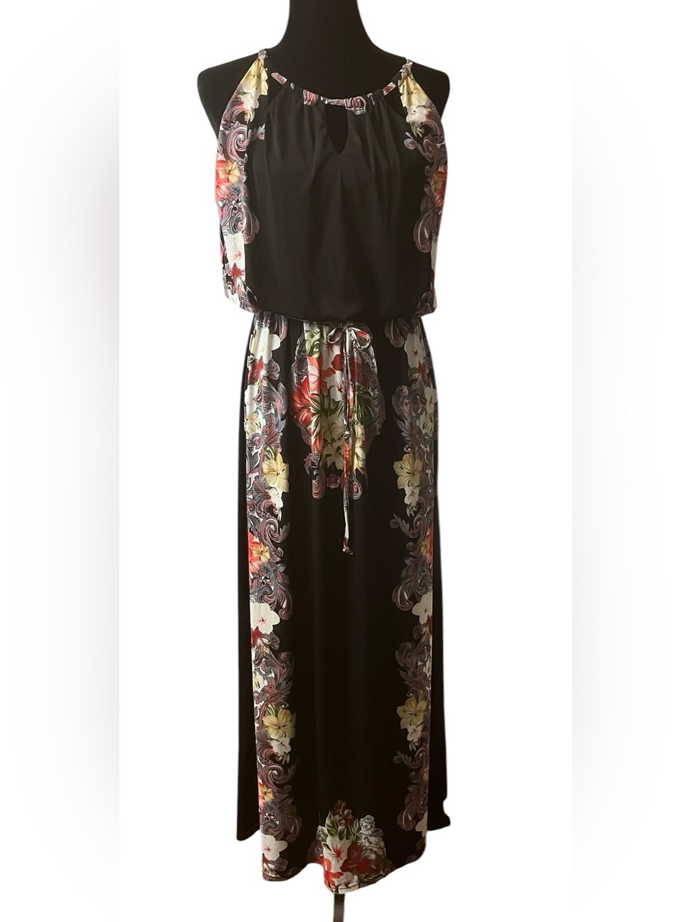 Altar's State Black Floral Maxi Dress M